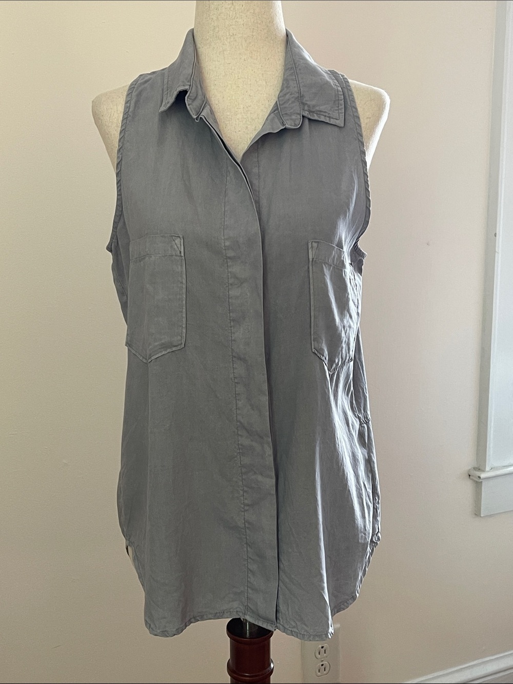 Cloth & Stone Anthro Gray Tencel Lyocell Sleeveless Utility Tunic Top Small